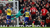 Southampton unggul lebih dulu pada menit ke-26 lewat gol spektakuler Yan Valery dari luar kotak penalti yang berang di pojok kiri gawang David De Gea. (REUTERS/Phil Noble)