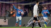 Pemain Napoli Jose Callejon cetak gol ke gawang Juventus pada menit ke-61 dan memperkecil ketinggalan jadi 1-2. (REUTERS/Ciro De Luca)