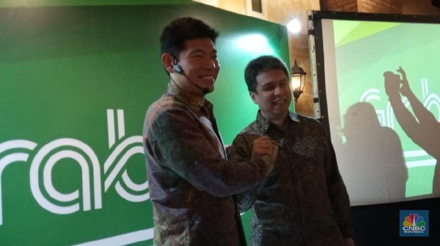 Media briefing Grab terkait bisnis 2019 oleh Group CEO Grab Anthony Tan dan Presdir Grab Indonesia Ridzki K di Lippo Kuningan.