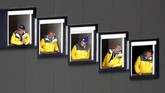 Juri balapan menyaksikan kompetisi nomor tim di ajang Ski Jumping HS109 di Kejuaraan Dunia Nordic Ski di Seefeld, Austria. (AP/Matthias Schrader)