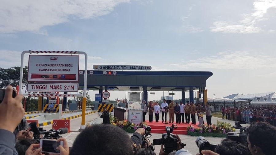 Peresmian dilakukan di depan Gerbang Tol Natar, Kelurahan Tanjungsari, Kecamatan Natar, Kabupaten Lampung Selatan.