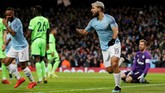 Pesta gol Manchester City 7-0 atas Schalke pada leg kedua. Man City cetak rekor kemenangan terbesar dari klub Inggris di Liga Champions dengan agregat 10-2. (REUTERS/Andrew Yates)