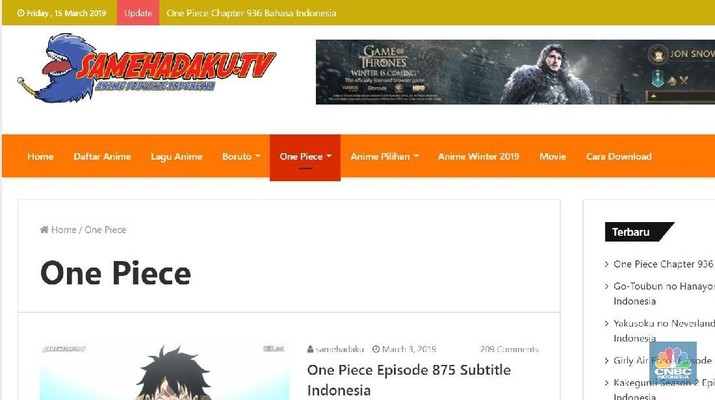 Situs streaming anime gratis, Samehadaku pun menjadi incaran banyak orang.