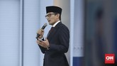 Sandiaga Uno juga menyebut akan menurunkan jumlah pengangguran. Dia menargetkan penurunan hingga 2 juta pengangguran. (CNN Indonesia/Andry Novelino).