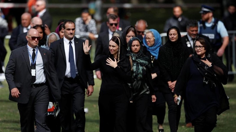 Perdana Menteri Selandia Baru Jacinda Ardern menghadiri prosesi pemakaman dari korban meninggal penembakan jamaah Masjid Al-Noor.