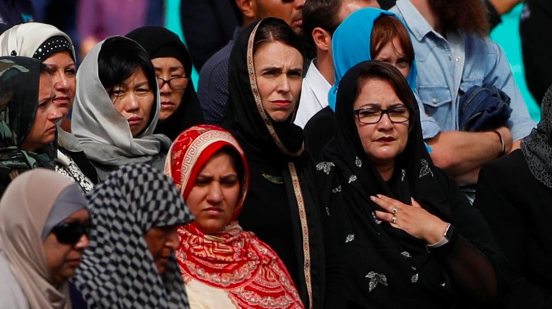Perdana Menteri Selandia Baru Jacinda Ardern menghadiri prosesi pemakaman dari korban meninggal penembakan jamaah Masjid Al-Noor.