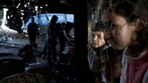 Sejumlah bangunan di Jalur Gaza, Palestina, kembali mengalami kerusakan berat setelah dibombardir oleh Israel sejak awal pekan ini. (REUTERS/Mohammed Salem)