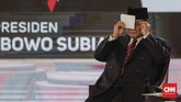 Capres nomor urut 02 Prabowo Subianto mengkritik anggaran pertahanan RI yang masih minim, saat mengikuti debat capres putaran keempat di Hotel Shangri La, Jakarta, Sabtu, 30 Maret 2019. CNNIndonesia/Adhi Wicaksono.