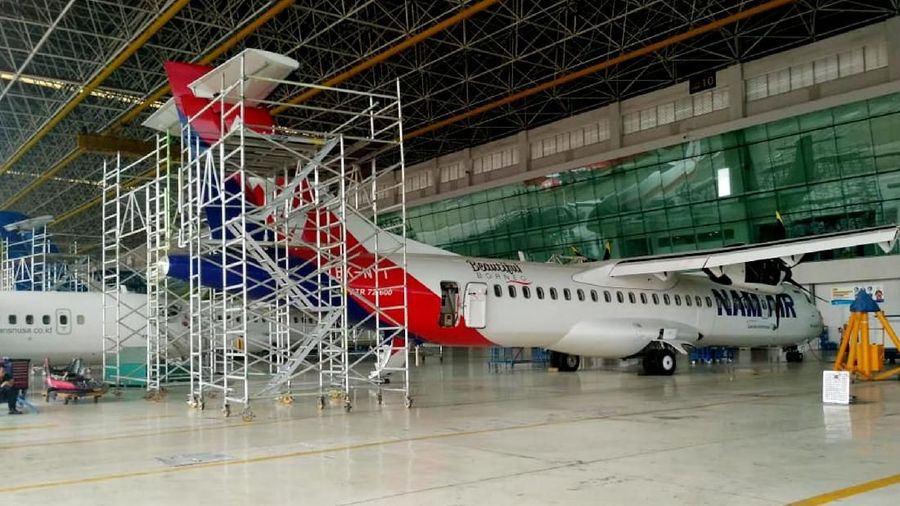 Airbus dan GMF AeroAsia menandatangani perjanjian perbaikan komponen pesawat. (CNBC Indonesia/Muhammad Choirul)