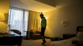 Huang Wensi tengah bekerja keras untuk menurunkan berat badannya di Taiwan pada 25 September 2018. Petinju wanita, terlebih yang sudah memiliki anak, amat jarang di China karena stereotip terhadap kaum wanita di negara itu. (REUTERS/Yue Wu)