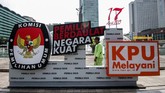 Komisi Pemilihan Umum terus mensosialisasikan Pemilu 17 April 2019 agar warga menggunakan hak pilihnya dan tidak golput. (ANTARA FOTO/Rivan Awal Lingga/foc)