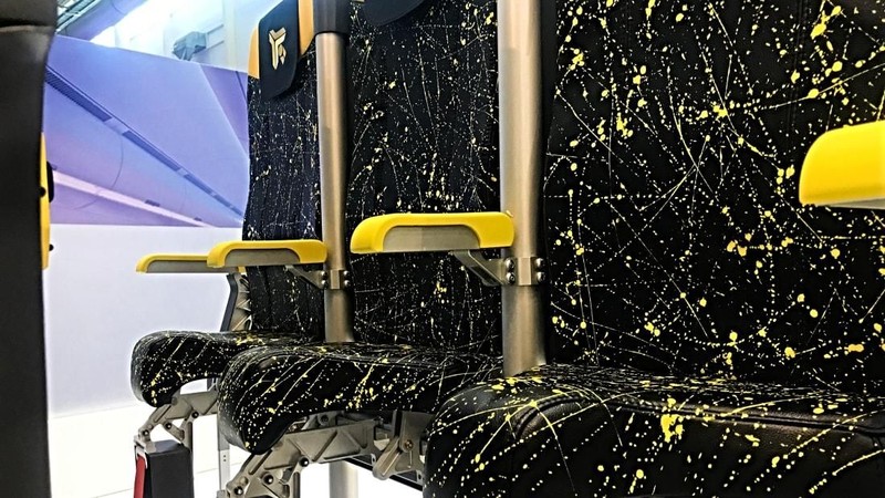 Kursi berdiri versi Skyrider 3.0 kembali dipajang di Aircraft Interiors Expo 2019 (AIX) di Hamburg, Jerman.