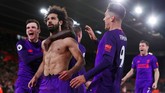 Mohamed Salah berhasil mengakhiri paceklik gol bersama Liverpool saat membawa The Reds menang 3-1 atas Southampton di Liga Inggris. Ini adalah gol ke-50 Salah bersama Liverpool di Liga Inggris. (Reuters/Andrew Couldridge)