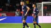 Paris Saint-Germain harus menunda pesta juara Ligue 1 setelah harus puas dengan tambahan satu poin dari laga ini. (Photo by Anne-Christine POUJOULAT / AFP)