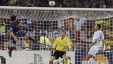 Lebih dari satu tahun kemudian, tepatnya 27 Mei 2009, Lionel Messi membalas kekalahan pada final Liga Champions 2009. Messi mencetak satu gol pada menit ke-70 melalui sundulan. (AFP PHOTO / FILIPPO MONTEFORTE)