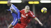 Nicolas Anelka hanya setengah bermain untuk Liverpool, mulai Januari-Juni 2002. Pada Januari 2008 Anelka direkrut Chelsea dari Bolton Wanderers. Bersama The Blues Anelka meraih sejumlah trofi penting, mulai dari Liga Primer Inggris, Piala FA, hingga Liga Champions. (Action Images / Carl Recine)