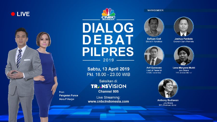 Dalam debat kali ini, CNBC Indonesia juga akan menghadirkan 5 orang narasumber untuk membahas proses hingga hasil debat dari 2 Pasangan Calon.
