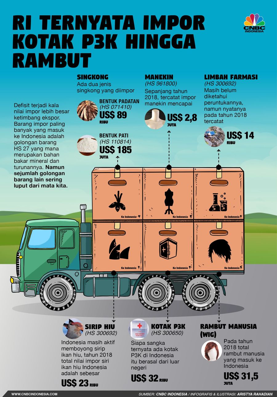 Berdasarkan data tahun lalu, ada sejumlah komoditas unik yang diimpor Indonesia.
