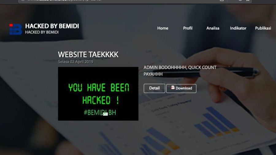 - Situs lembaga survei Indo Barometer diretas atau di-hacked.