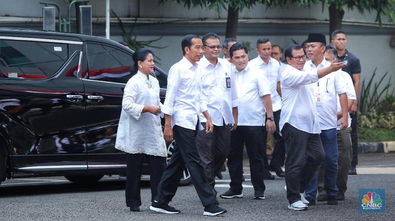 Calon Presiden Nomor Urut 01 Joko Widodo (Jokowi) pada hari ini, Rabu (17/4/2019) menggunakan hak pilihnya di TPS 008, Gambir.