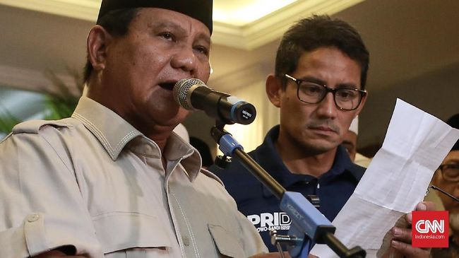 Prabowo-Sandi Tak Hadiri Sidang Perdana Sengketa Pilpres