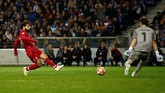 Setelah unggul satu gol pada babak pertama, Liverpool baru dapat mencetak gol kedua pada babak kedua melalui Mohamed Salah. (Action Images via Reuters/Andrew Boyers)