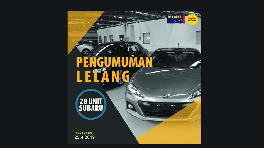 Adapun barang yang dilelang adalah 28 unit mobil baru merek 'Subaru' dengan beberapa tipe.