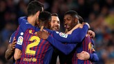 Kemenangan atas Sociedad membuat Barcelona tinggal butuh dua kemenangan untuk merebut gelar La Liga Spanyol musim ini. (REUTERS/Albert Gea)