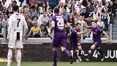 Nikola Milenkovic sempat membuat para pemain dan fan Juventus terkejut setelah membobol gawang La Vecchia Signora pada menit keenam. (Marco Bertorello / AFP)