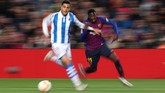 14 - Ousmane Dembele mencetak satu assist ketika Barcelona menghadapi Real Sociedad. Dalam karier bersama klub-klub top seperti Borussia Dortmund dan Barcelona, penyerang Perancis itu mencetak 14 assist dengan kaki kiri dan 14 assist dengan kaki kanan serta 14 gol kaki kanan dan 14 gol kaki kiri. REUTERS/Albert Gea)
