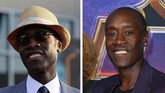Don Cheadle menjadi 'kaki tangan' Iron Man yang bernama War Machine sejak 'Iron Man 2' 2010 (kiri) sampai 'Avengers: Endgame' 2019 (kanan). (Kevin Winter/Getty Images/AFP & VALERIE MACON / AFP)