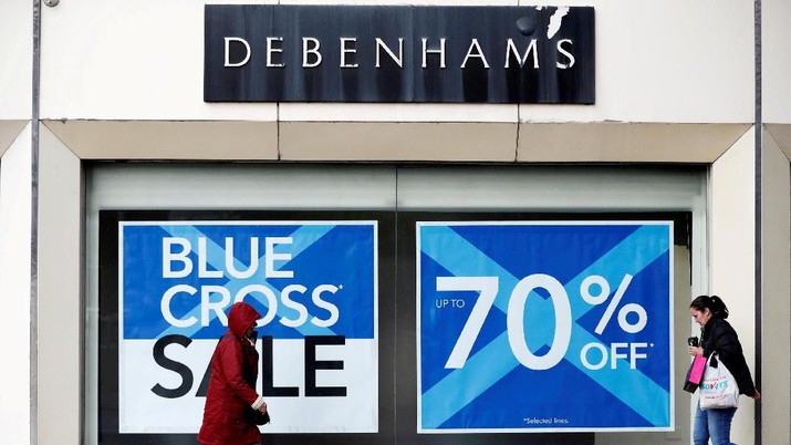 FILE PHOTO: People walk past a Debenhams store in Stockport, Britain January 4, 2018. REUTERS/Phil Noble/File Photo
