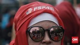 Mereka minta rezim upah murah dihapus, menaikkan jumlah komponen hidup layak, penghapusan perbudakan modern berkedok pemagangan dan honorer (CNN Indonesia/Andry Novelino)