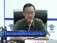 Realisasi Investasi Q1-2019 Rp 195,1 T