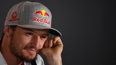 Pebalap Pramac Racing Jack Miller menghadiri konferensi pers jelang MotoGP 2019. Pebalap asal Australia itu sukses finis ketiga di MotoGP Amerika Serikat. (GABRIEL BOUYS / AFP)