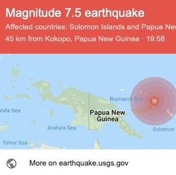 Gempa Magnitudo 7,5 Terjadi di Papua Nugini, Potensi Tsunami