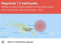 Gempa Magnitudo 7,5 Terjadi di Papua Nugini, Potensi Tsunami