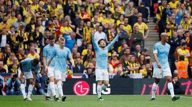 Man City Unggul 2 0 atas Watford  di Babak Pertama