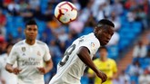 Vinicius Junior disebut-sebut memiliki talenta luar biasa dan sempat menjadi andalan Santiago Solari di Madrid. Tetapi, di bulan ini Vinicius baru saja pulih dari cedera ligamen lutut. (REUTERS/Juan Medina)