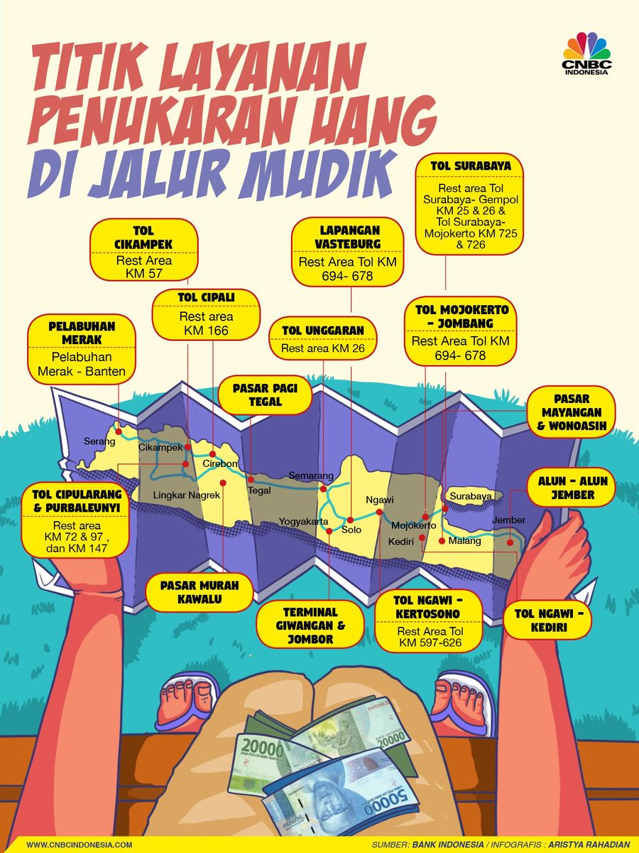 Mau Tukar Uang di Jalur Mudik? Bisa kok, Ini Titik Lokasinya Tak usah khawatir karena ada beberapa titik penukaran uang yang bisa dimanfaatkan di jalur mudik.