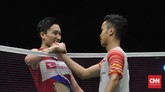 Anthony Ginting akhirnya kalah 17-21 dan 19-21 dan membuat Indonesia tertinggal 1-2. (CNN Indonesia/Putra Permata Tegar)