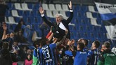 Atalanta akhirnya memenangi pertandingan atas Sassuolo 3-1 berkat satu tambahan gol dari Mario Pasalic di menit ke-65. Pelatih Gian Piero Gasperini menjadi salah satu kunci kesuksesan Atalanta ke Liga Champions musim depan. (Paolo Magni/ANSA via AP)