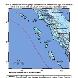 Gempa Magnitudo 6,2 Guncang Nias Sumatera Utara