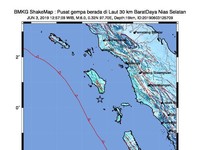Gempa Magnitudo 6,2 Guncang Nias Sumatera Utara