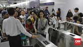 Kereta MRT Jakarta beroperasi normal seperti biasa selama libur Lebaran. (CNN Indonesia/Adhi Wicaksono)
