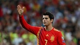 Pada menit ke-85, timnas Spanyol menggandakan keunggulan lewat Alvaro Morata. Morata diberi kesempatan oleh Sergio Ramos untuk mencetak gol lewat tendangan penalti. ( REUTERS/Sergio Perez)