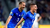 Gol kemenangan Italia dicetak oleh Marco Verratti di menit ke-86. Tendangan Verratti ke arah tiang jauh membuat kiper Bosnia, Ibrahim Sehic mati langkah. (REUTERS/Massimo Pinca)