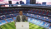 Pernyataan pers pertama Eden Hazard setelah berseragam Real Madrid. Hazard didatangkan Madrid dengan nilai transfer £130 juta atau setara Rp2,3 triliun. (REUTERS/Sergio Perez)
