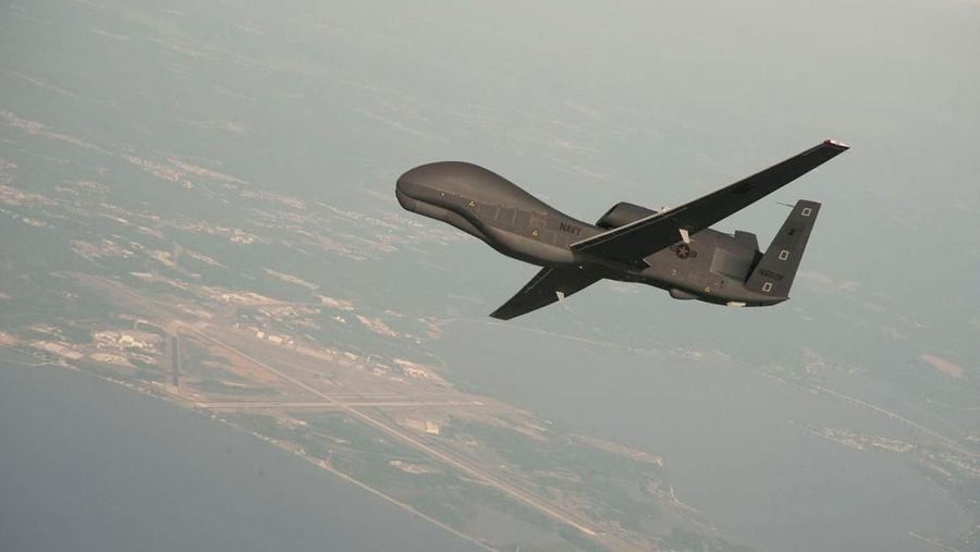 FILE PHOTO: A RQ-4 Global Hawk drone conductstests over Naval Air Station Patuxent River, Maryland, U.S. in this undated U.S. Navy photo.   U.S. Navy/Erik Hildebrandt/Northrop Grumman/Handout/File Photo via REUTERS ATTENTION EDITORS - THIS IMAGE HAS BEEN SUPPLIED BY A THIRD PARTY.