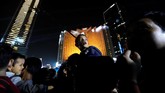 Ekspresi warga saat perayaan HUT ke-492 DKI Jakarta di Bundaran Hotel Indonesia, pada Sabtu (22/6/2019). (REUTERS/Willy Kurniawan).